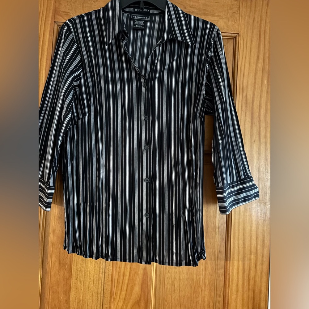 Elementz Black and White Striped Women’s Shirt